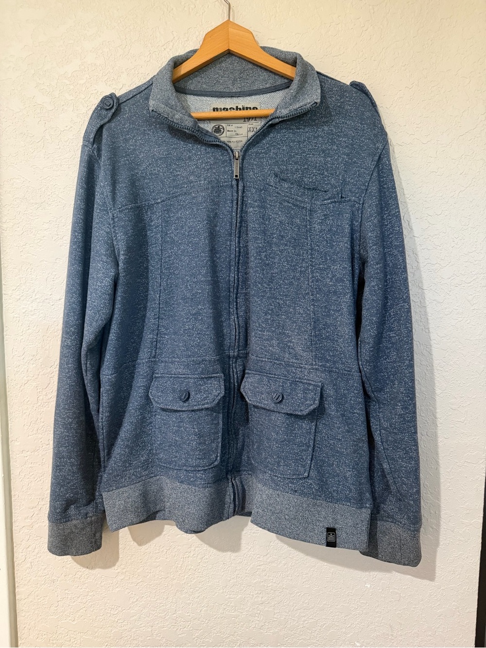 Machine 1971 Heathered Blue Full-Zip Men's Sweater Jacket